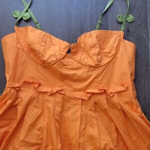 Farm Rio Orange Dress with Green Straps